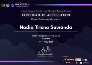 UXVidia Finalist Certificate